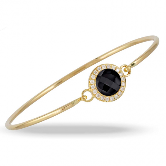 Macy's Cultured Freshwater Pearl (10mm) or Onyx Bangle Bracelet in  Stainless Steel - Macy's