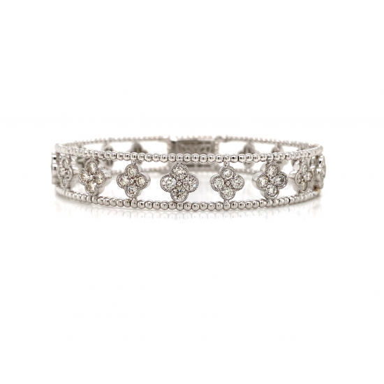 HINGED DIAMOND BANGLE WITH FLOWER DESIGN