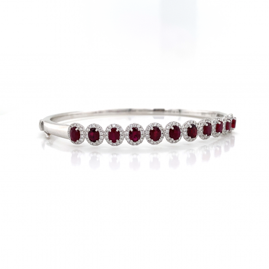 RUBY & HALO DIAMOND BANGLE