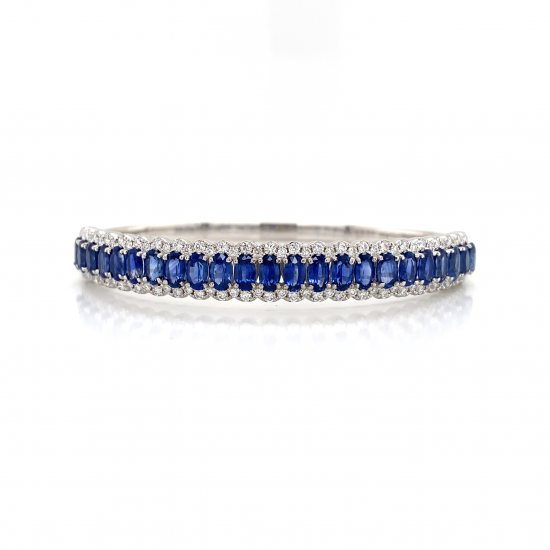 SAPPHIRE & HALO DIAMOND BANGLE