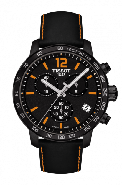 Tissot Quickster Chronograph Black Dial Black Leather Watch